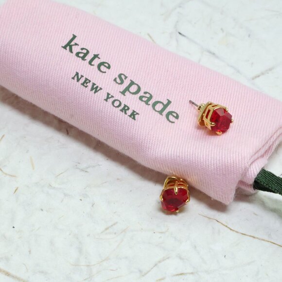 Kate Spade Treasure Trove Pink Sand Gold Stud Earrings | NEW - Picture 3 of 3